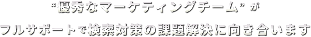 「優秀なマーケティングチーム」がフルサポートで検索対策の課題解決に向き合います