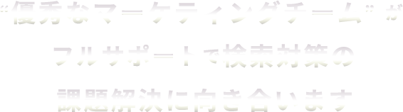 「優秀なマーケティングチーム」がフルサポートで検索対策の課題解決に向き合います